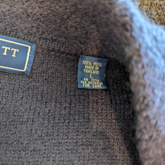 Vintage Karen Scott Size L Cardigan Sweater Duster Pockets Blue Pure Wool Preppy - Picture 5 of 7